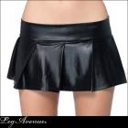 ミニスカート/ウェットルックプリーツスカート/マイクロミニ/ブラック/黒 ブラック S サイズ