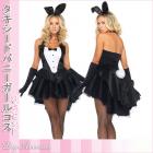 バニーガール/セクシーバニーちゃんコスチューム3点セット ブラック　ホワイト XS サイズ