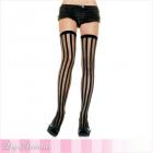 ニーハイストッキング/美脚効果アリのストライプシーアサイハイストッキング ブラック ワンサイズ