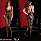 ボディストッキング/魅力的セレブレースクロッチレスボディストッキングブラック ワンサイズ