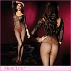 豪華なレースが官能的・7部袖ボディストッキング/ボンテージ ブラック ワンサイズ